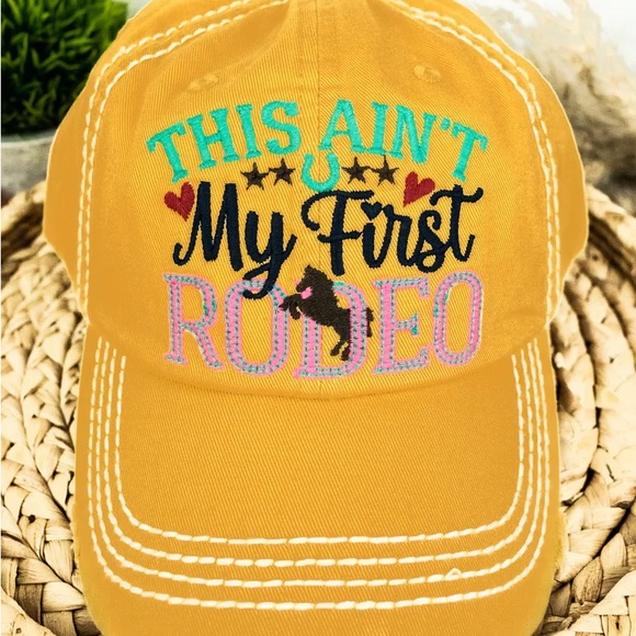 Accessories - Distressed Yellow “This Ain’t My First Rodeo” cap